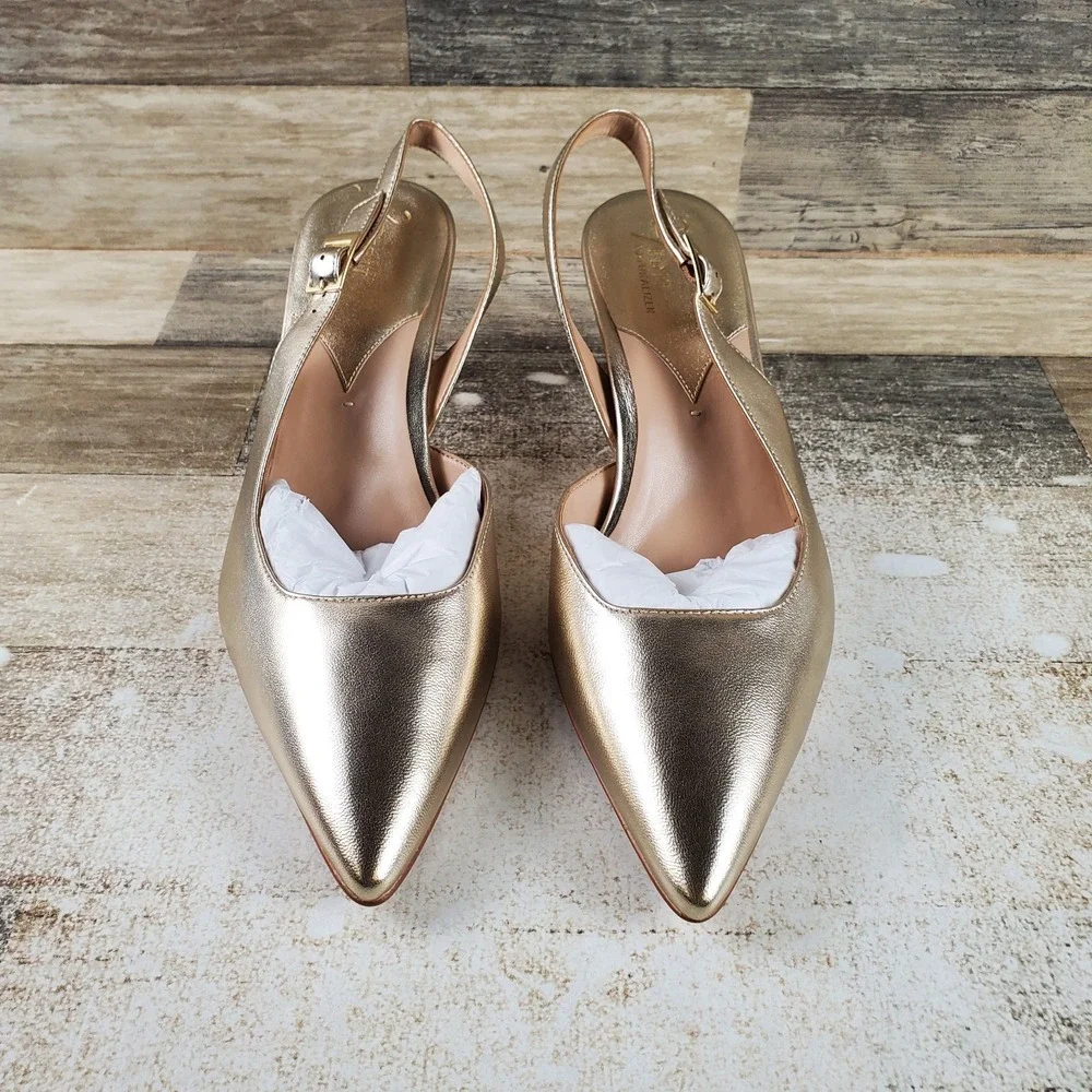 Naturalizer 27 Edit Felicia 4 Women Pump Sz 9 Gold Leather Slingback Pointed Toe